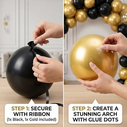 60pcs Black & Gold Balloon Kit, 12 Inch Metallic Gold & Black Gold Confetti - Image 6