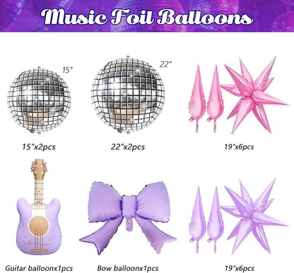 JOGAMS 171Pcs Kpop Balloons Arch Kit, Idol Stage Style Pink Purple Silver Disco - Image 3