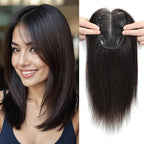 Hair Toppers for Women Real Human Hair Topper for Women with Thinning Hair 12inch 4x4.8 Large Swiss Base Hairpieces (Dark Brown)