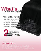Moresoo Jet Black Seamless Clip in Hair Extensions Human Hair Jet Black Hair Extensions Clip ins Long Pu Weft Invisible for Women Straight And Thick 135g/7pcs 20 inch