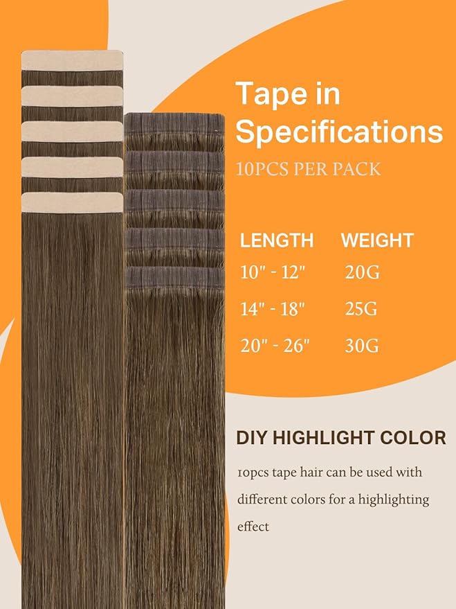 DOORES Hair Extensions Human Hair Tape in, Light Ash Brown 10 Inch 20g 10pcs, Tape in Human Hair Extensions Real Human Hair Straight Hair Extensions Remy Natural Hair