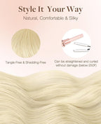 GOO GOO Invisi Edge Tape in Hair Extensions Human Hair, 613R Bleach Blonde, 20pcs 18inch 50g, Virgin Remy Hair, Seamless Injected Tape, Natural Look
