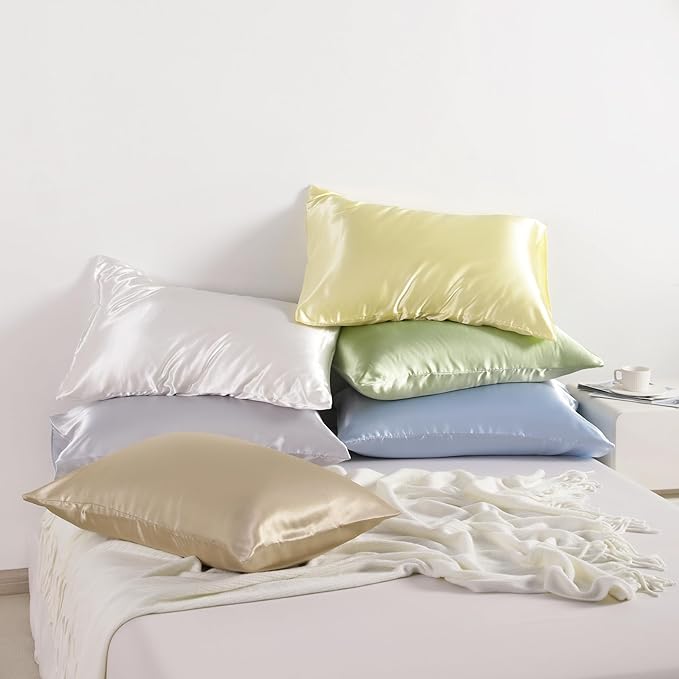 NTBAY 12 Pack Satin King Pillowcases for Hair and Skin, Luxurious and Silky Pillow Cases with Envelope Closure, 20 x 36 Inches, Golden Brown