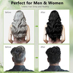 Black Hair Dye Shampoo for Women & Men, 15 Min Gray Coverage, 3 in 1 Semi-Permanent Color with Natural Herbal Ingredients