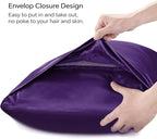 BEDELITE Satin Body Pillow Cover 2 Pack, Super Soft and Cooling Body Pillow Pillowcase for Hair and Skin, Breathable Silky Full Long Pillowcase Cover(20"x54", Plum Purple)