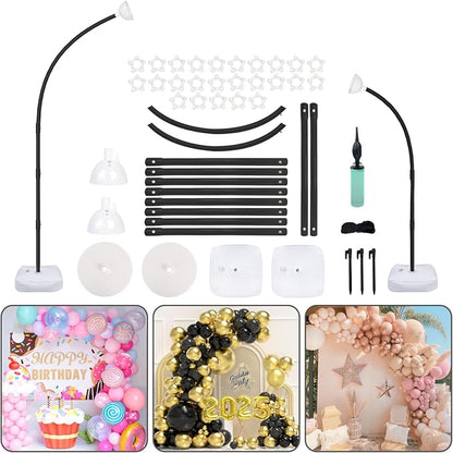 AerWo Black Balloon Arch Kit, 8.2ft & 6ft Half Balloon Arch Stand by AerWo