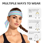 Men Women Beauty Skinny Sports Sweatbands Head Accessories for Running Fitness Shower, Long Multi Style Beautiful Mermaid Fish Scale Head Ribbon Headwear