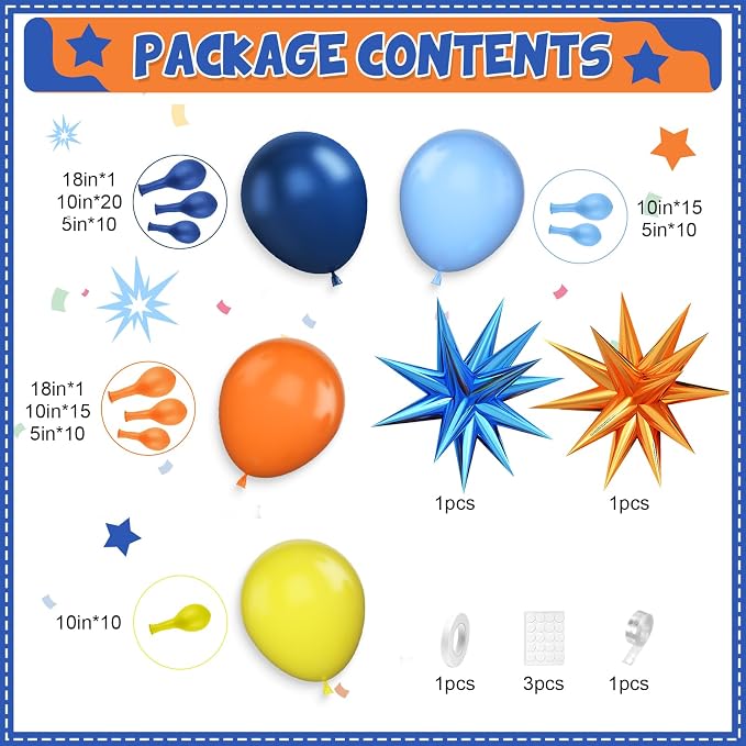Blue and Orange Yellow Balloon Arch Kit - Image 2