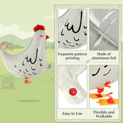 6 Pcs Walking Chicken Balloons, 20 Inch Chickens Foil Balloons - Image 5