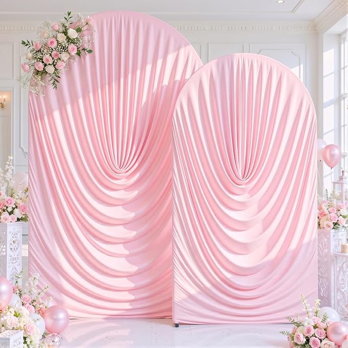 Pink Wedding Arch Backdrop Cover 7.2ft and 6ft Draped Arch Covers Stretchy by Tao-GePartyDecorations