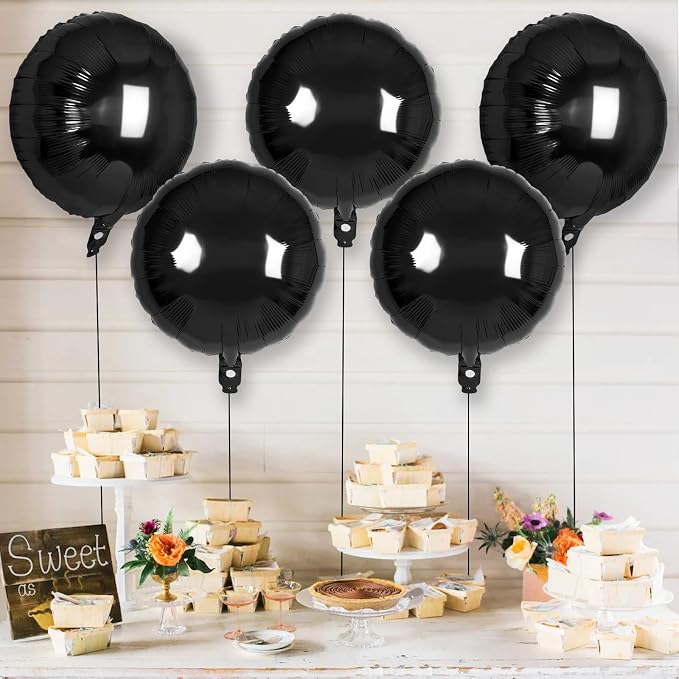 20 Pcs Black Round Shaped Balloons, 18 Inch Round Foil Balloon, Giant Round - Image 3