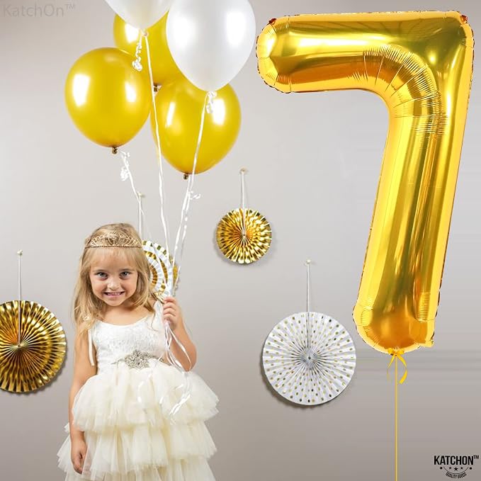 KatchOn Gold Number 7 Balloon 40 Inch, 7th Birthday Balloon | 7th Birthday - Image 6