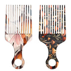 2 Pcs Afro Pick Comb for Natural Curly Hair,Portable Styling Hair Pick for Travel,Anti-Static,Cute Afro Comb for Women Men and Girls(Orange-T11)