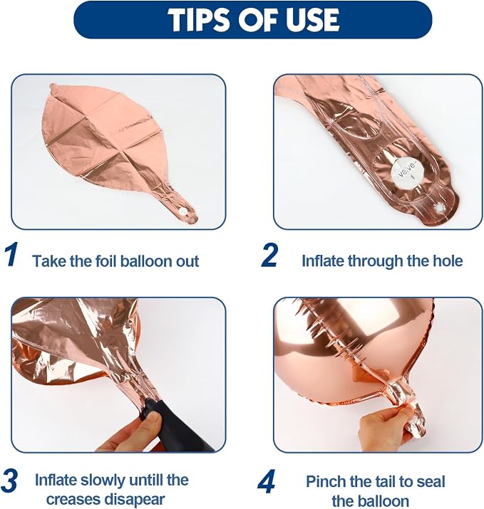 6pcs Rose Gold Foil Balloons 22inch Round Balloons - Image 4