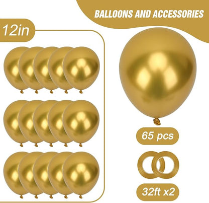 RUBFAC Metallic Gold Balloons 65pcs, 12 Inch Party Balloon - Image 2
