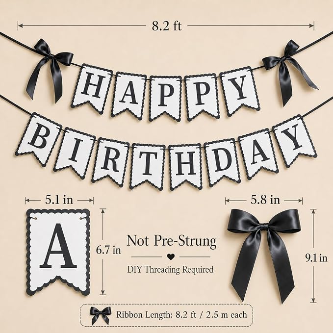 Black Happy Birthday Banner - Image 3