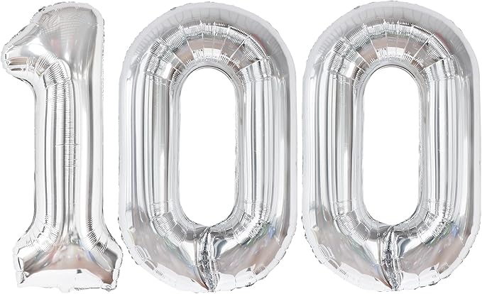 Katchon, Large Silver 100 Balloon Number by KatchOn