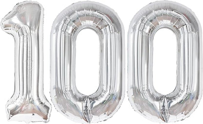 Katchon, Large Silver 100 Balloon Number by KatchOn