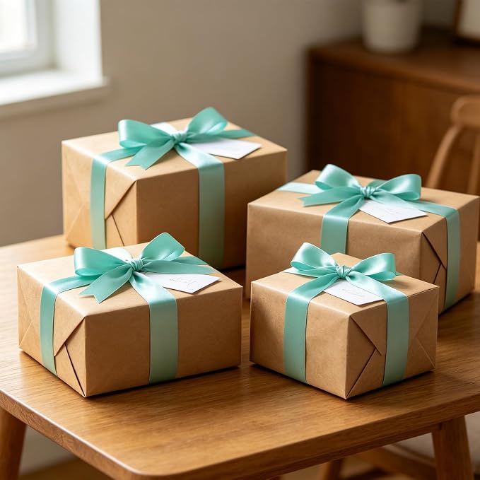 1In 30Yards Mint Blue Satin Ribbon - Image 6