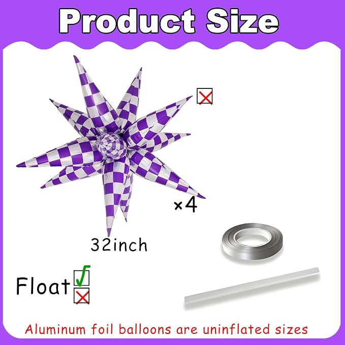 Purple Gingham Balloons Check Balloons Gingham Birthday Party Decorations - Image 2