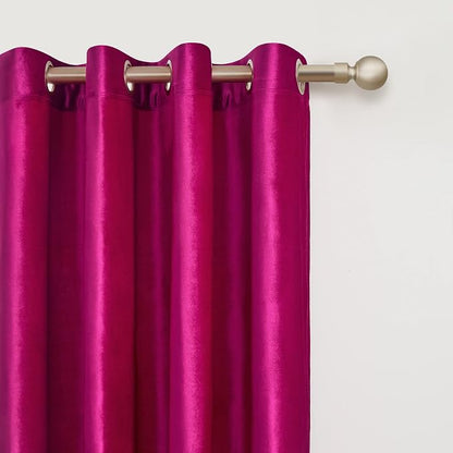 Hot Pink Velvet Blackout Curtains 96 inch - Image 2