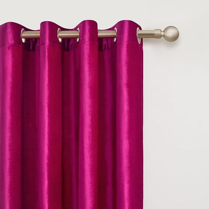 Hot Pink Velvet Blackout Curtains 84 inch - Image 2