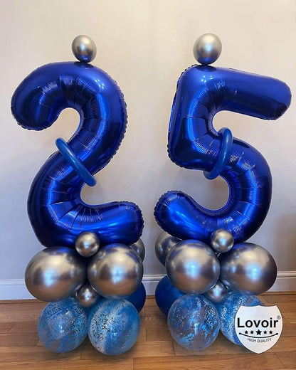 Navy Blue 20 Number Balloons, 40 Inch Giant Number 20 Balloons Foil Mylar - Image 4