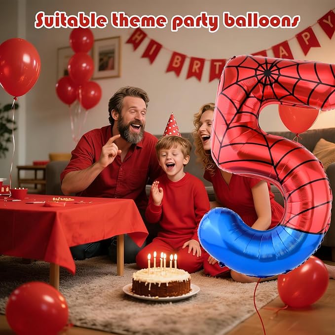 40 Inch Vibrant Spider-Themed Number Foil Balloons - Image 2