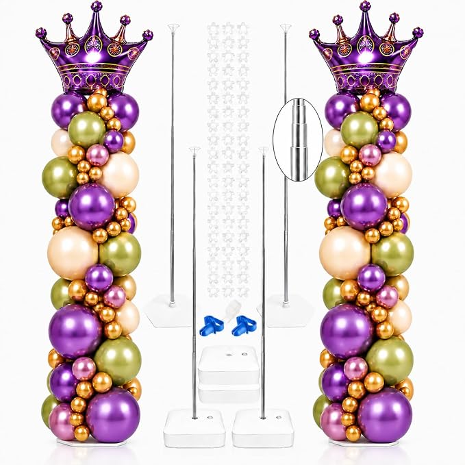 4 Pack Balloon Stands for Floor Adjustable Balloon Column Stand Kit | Metal by JOYYPOP