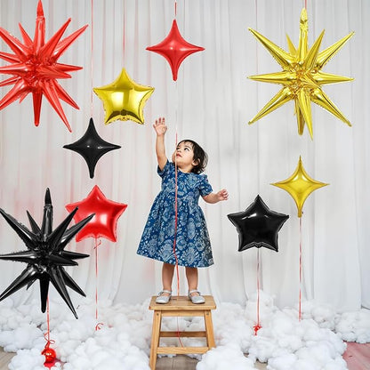 14pcs Red Black Gold Star Balloons, Mixed Star Foil Balloon, 22Inch Explosion - Image 5