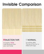 Youngsmile Injection Tape in Hair Extensions Human Hair #60 Platinum Blonde 20pcs 35g 16 Inch Injected Tape in Hair Extensions Real Human Hair (#60,16'')