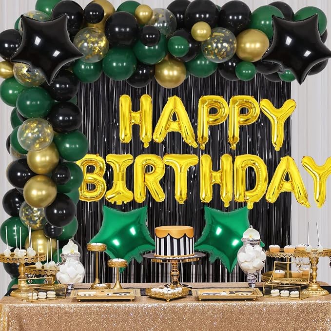 Black Gold Green Balloons for Graduation Party Decorations 60PCS 12INCH Dark - Image 3