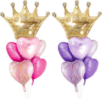 Crown Princess Balloons Pink Purple And Gold Set Of 2 Foil Helium Mylar Balloons by DDywarm