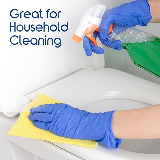 Inspire Black Nitrile Disposable Gloves | 4.5 Nitrile Safety Medical Exam Cooking Cleaning Disposable Black Gloves (Blue - Box of 100, XL)