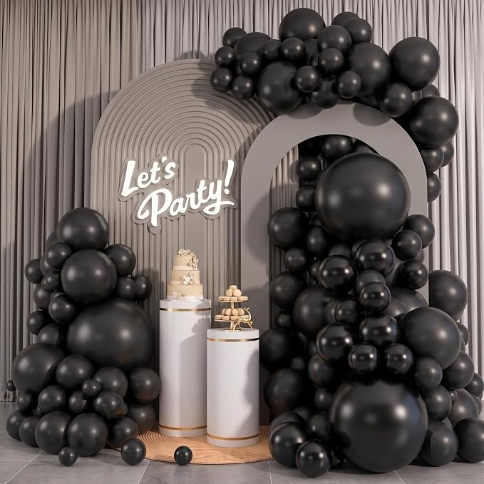 96Pcs 5/10/12/18 Inch Matte Black Latex Balloon Garland Arch Kit | Black by OWPFJG