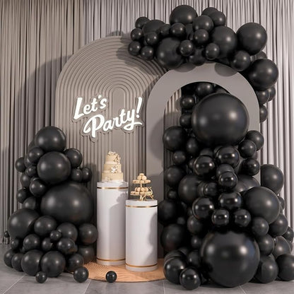 96Pcs 5/10/12/18 Inch Matte Black Latex Balloon Garland Arch Kit | Black by OWPFJG