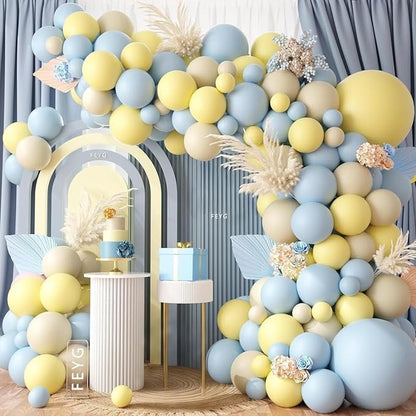 Pastel Blue Yellow Balloon Garland Arch by FEYG