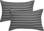 JELLYMONI 100% Natural Cotton Striped King Pillowcases Set, 2 Pack White and Black Stripes Pattern Printed Pillow Covers with Envelope Closure(Pillows are not Included)