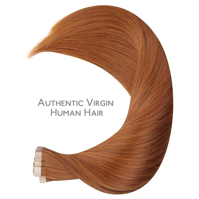 WENNALIFE Tape in Hair Extensions Human Hair, 40pcs 60g 10 inch Dirty Ginger Hair Extensions Real Human Hair Straight Tape in Extensions Invisible Human Hair Extensions Reusable Real Hair Extensions