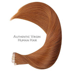 WENNALIFE Tape in Hair Extensions, 40pcs 120g 26 Inch Dirty Ginger Human Hair, Straight Invisible Reusable Real Extensions