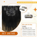 Full Shine Balayage Clip in Hair Extensions Real Human Hair 16 Inch Black to Light Brown with Honey Blonde Invisible Hair Extensions Ease of Use 8 PCS 120 G