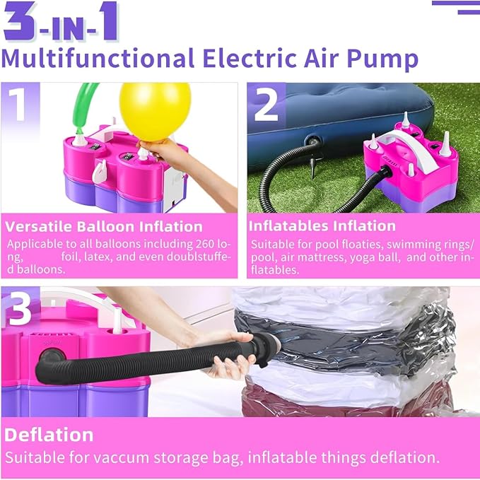 Biapian Balloon Pump Electric, 3-in-1 Portable Electric Air Pump - Image 4