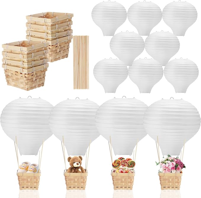 Meooeck 8 Sets Hot Air Balloon Tables Centerpieces, 11.8'' Paper Lantern Party by Meooeck