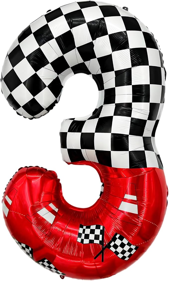 1 pack racing theme 40-inch digital foil balloon, featuring black and white by laackys