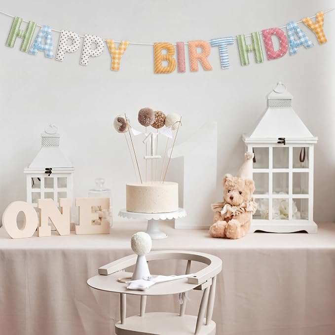 Felt Happy Birthday Garland Rainbow Banner Reusable Happy Birthday Sign Party - Image 3