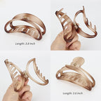 5PCS Claw Hair Clips for Women - Matte Amber Brown Non-Slip Medium Large Clamps for Thin Thick Hair, Multi-Style Fashion Accessories