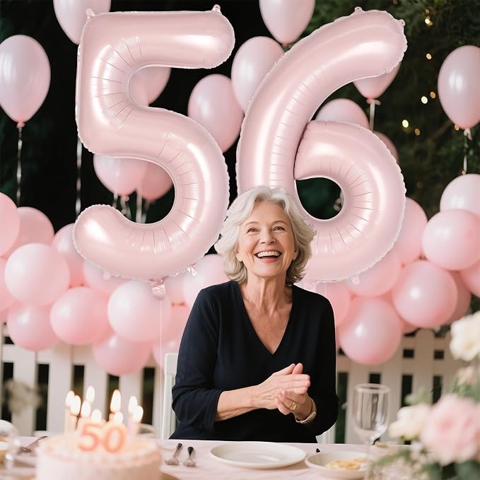 Light Pink Number 6 Balloon, 40 Inch Giant Mylar Number Balloons, Large Foil - Image 6