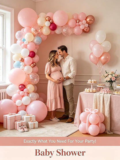 Pink Balloons 125 pcs Different Sizes of 8 12 10 5 Inch Pastel Baby Soft Pink - Image 2