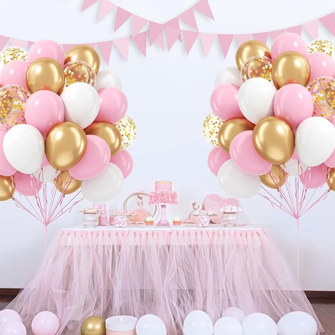 60pcs Pink and Gold Balloons 12inch - Image 7