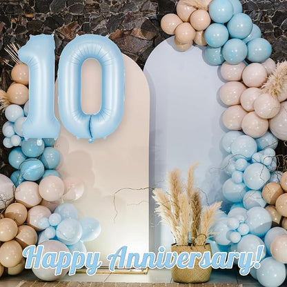 Light Blue Number 0 Balloon, 40 Inch Big Large Foil Number Balloons, Giant - Image 6